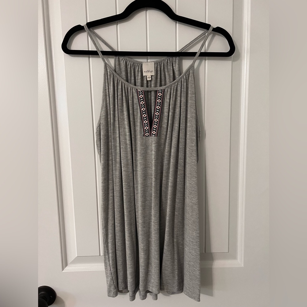 Kaileigh, Embroidered Medium Grey Top